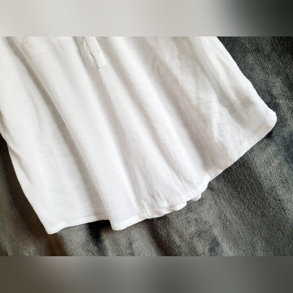 Lucky Brand Women's Stressless Blouse Cotton/Viscose White Henley Neck XL - Picture 11 of 16